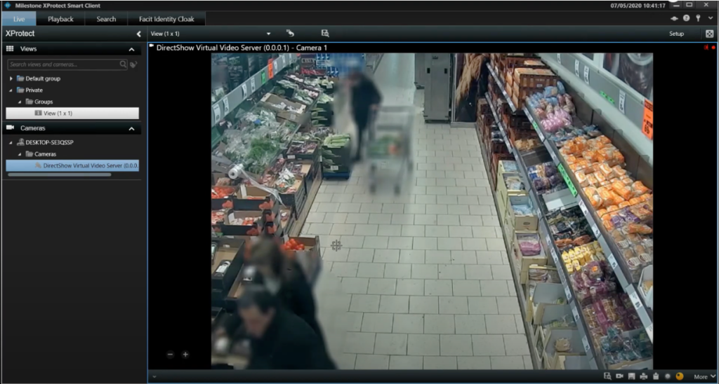 Screenshot of Milestone live plug-in.