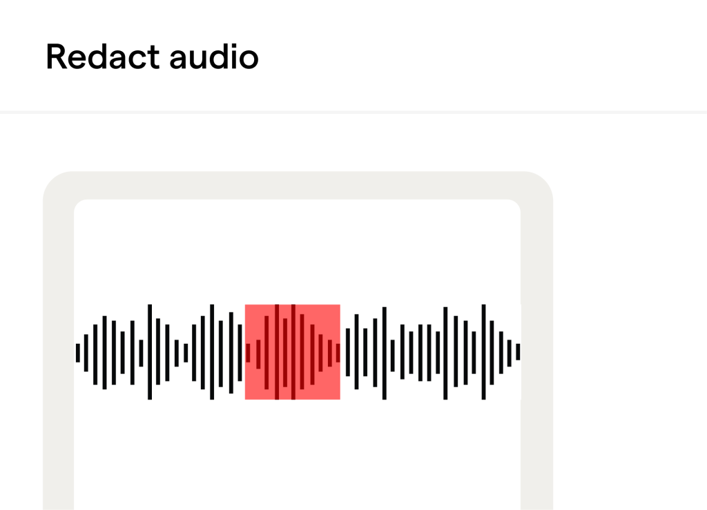 facit.ai audio waves example highlighting redacted audio.