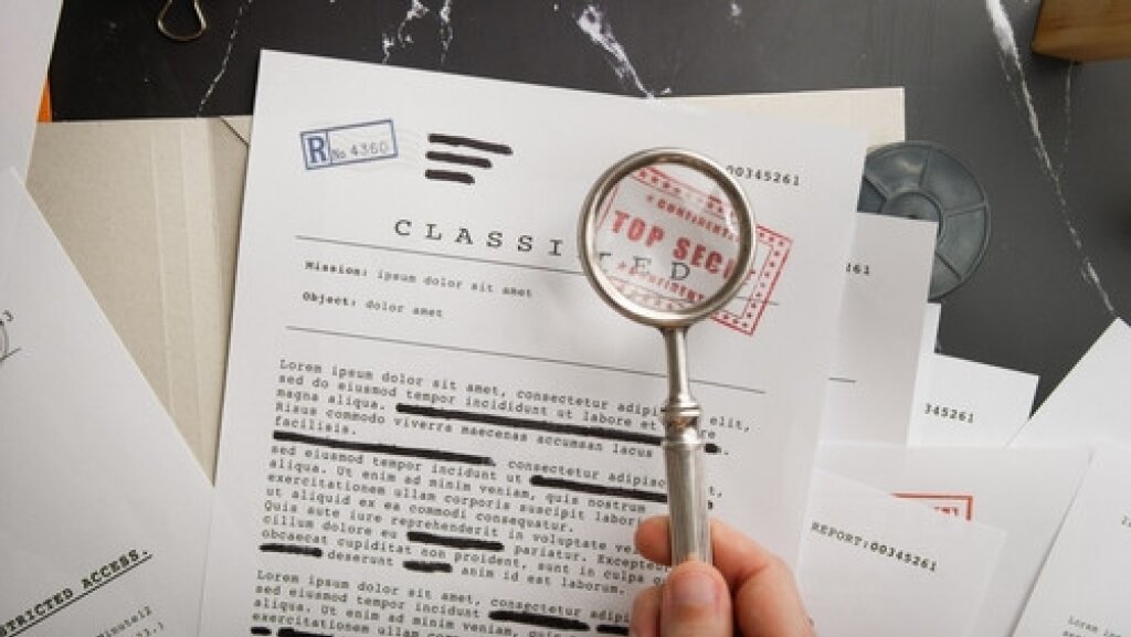 Image of document that has classified information.