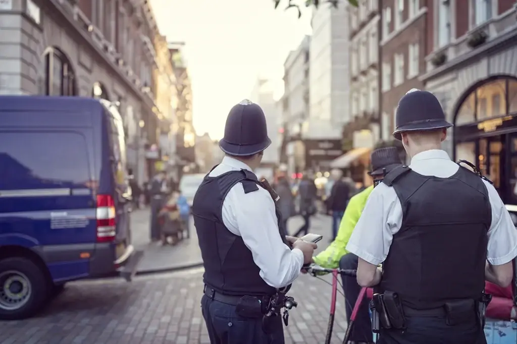 Image of Police in a busy street.