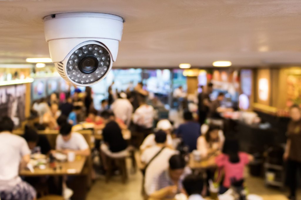 CCTV camera in a busy restaurant.