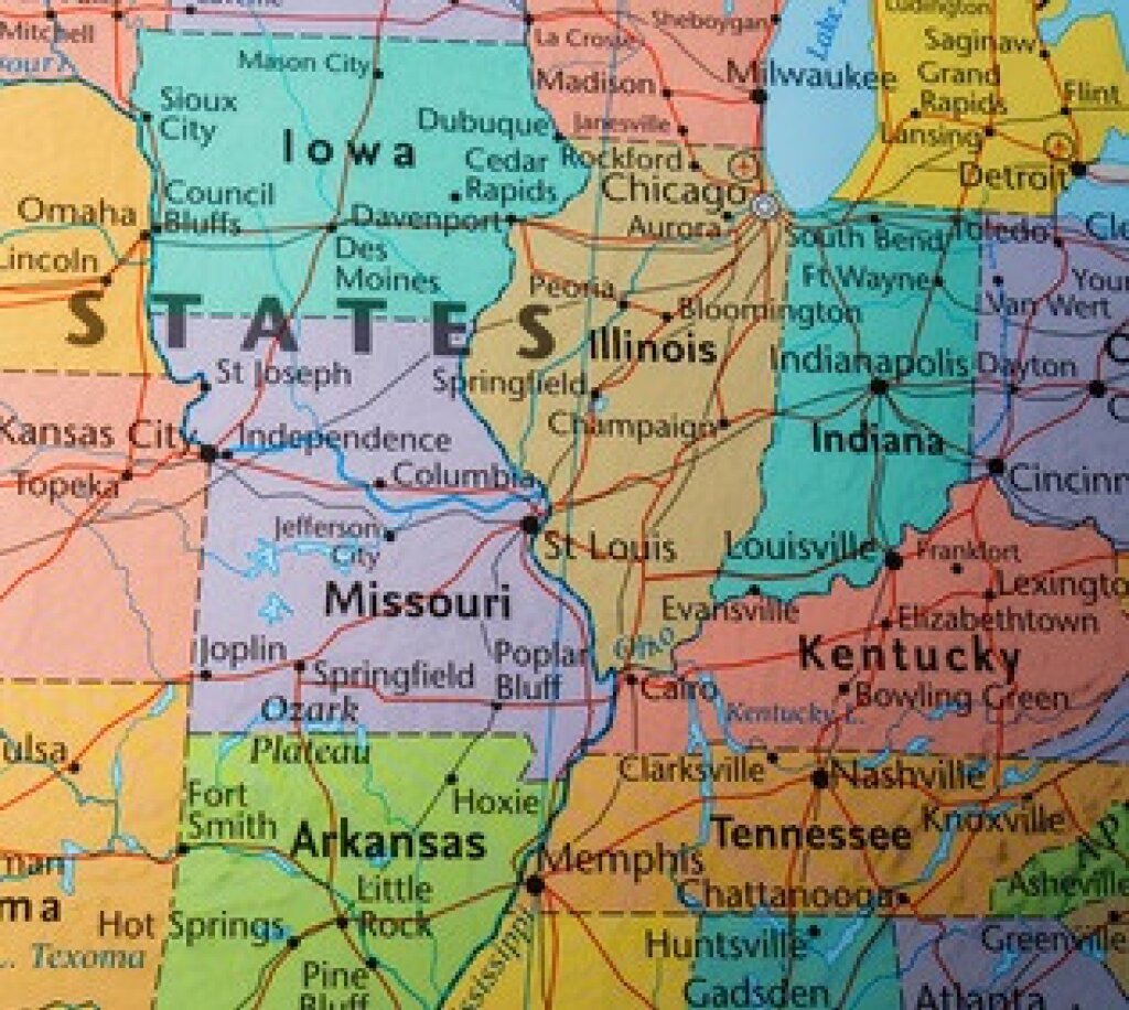 Image of states on a world map in the United States.